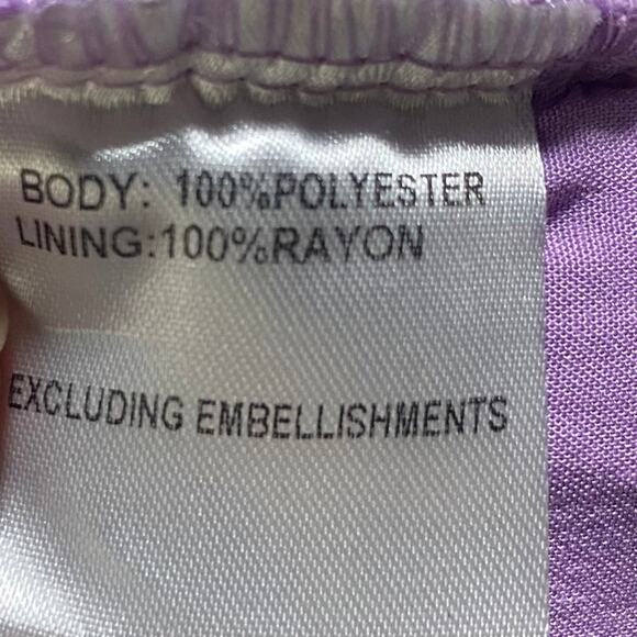 Hello Molly Mini Dress V Neck Ruffle Trim Bodycon Fitted Lilac Purple Womens 6 - Picture 11 of 11